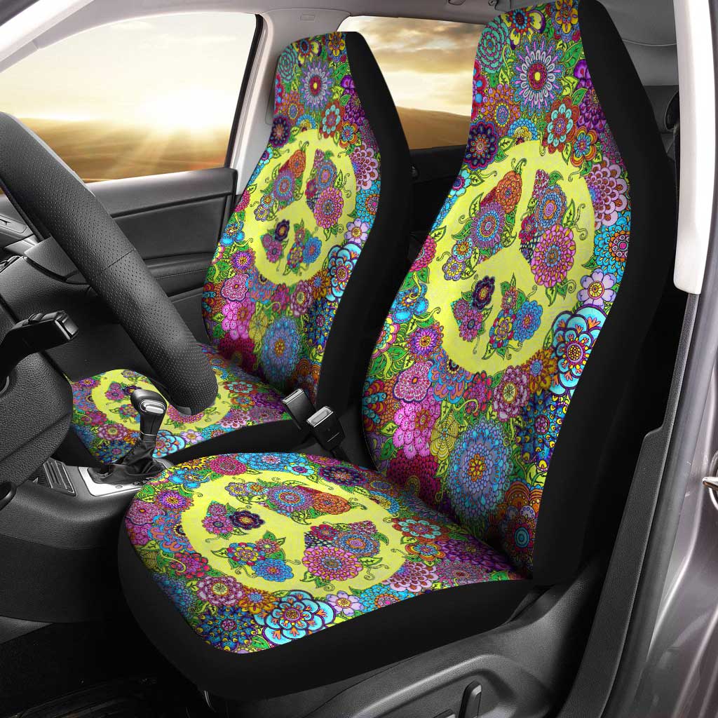 Colorful Flower And Peace Car Seat Covers