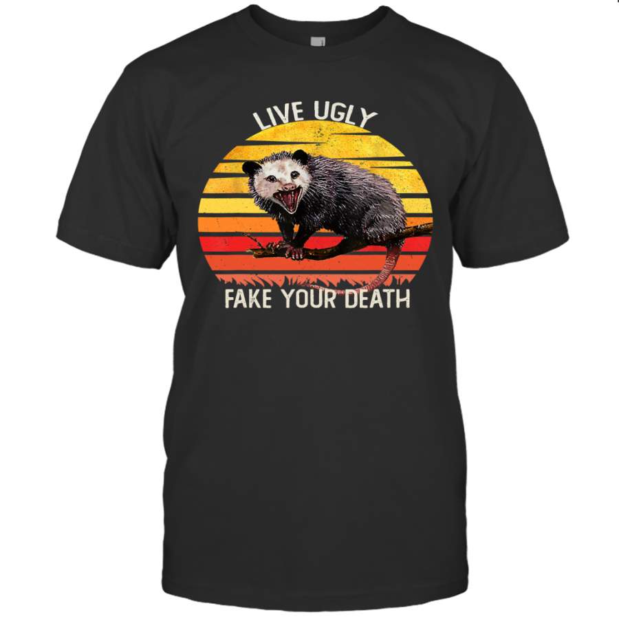 Vintage Live Ugly Fake Your Death Opossum Funny Shirt