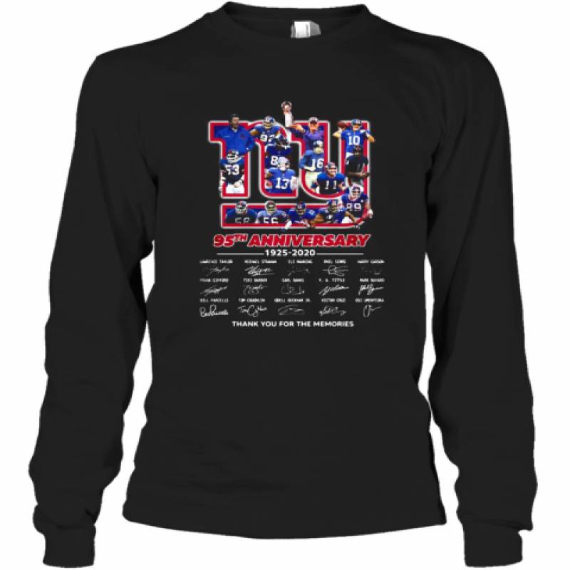 The New York Giants 95Th Anniversary 1925 2020 Thank You For The Memories Signnatures Long Sleeve T-Shirt