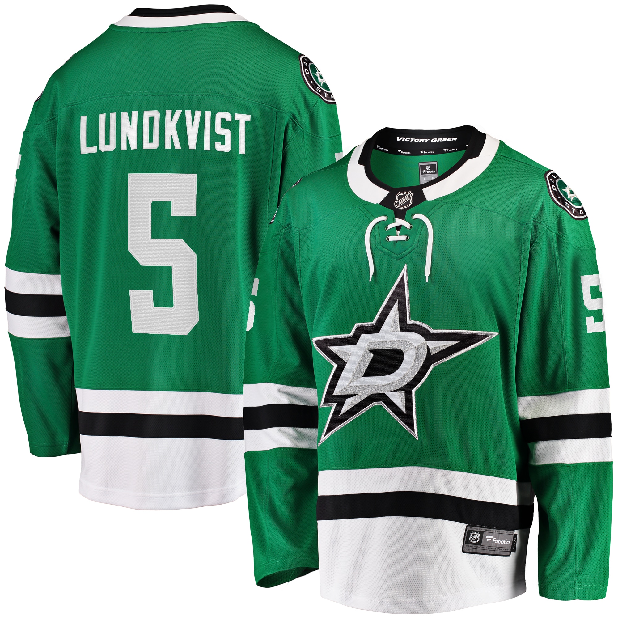 Nils Lundkvist Dallas Stars Branded Home Premier Breakaway Player Jersey – Kelly Green