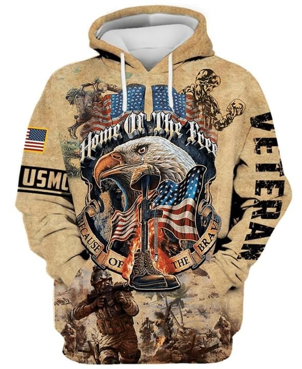 USMC us marine corps home of the free because of the brave veteran 3d printed hoodie 3d Hoodie Sweater Tshirt