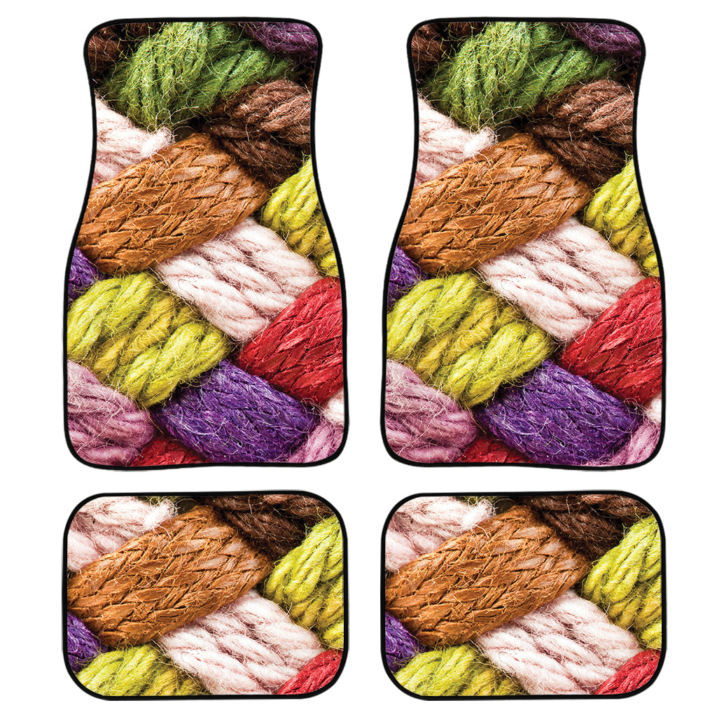 Colorful Wool Yarns Print Front And Back Car Floor Mats, Front Car Mat