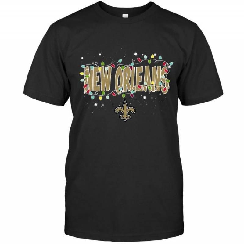 New Orleans Saints Christmas Fairy Lights T Shirt