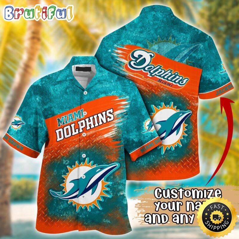 Nfl Miami Dolphins Hawaiian Shirt Metal Pattern Aloha For Fan