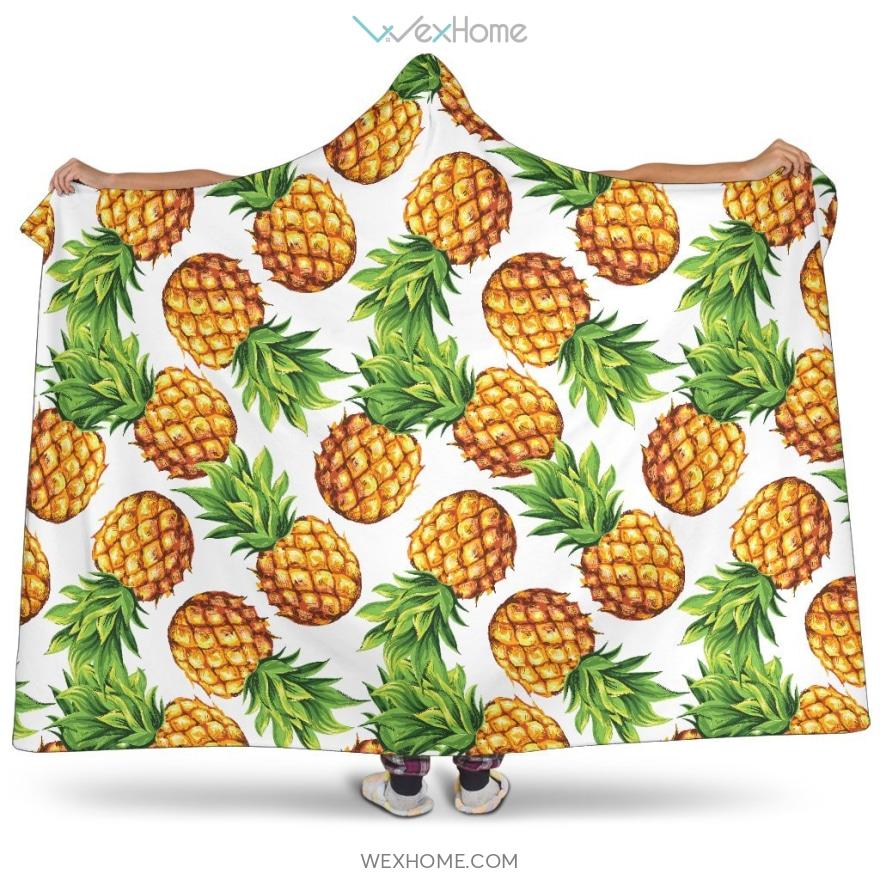 Pineapples Design Pattern Hooded Blanket