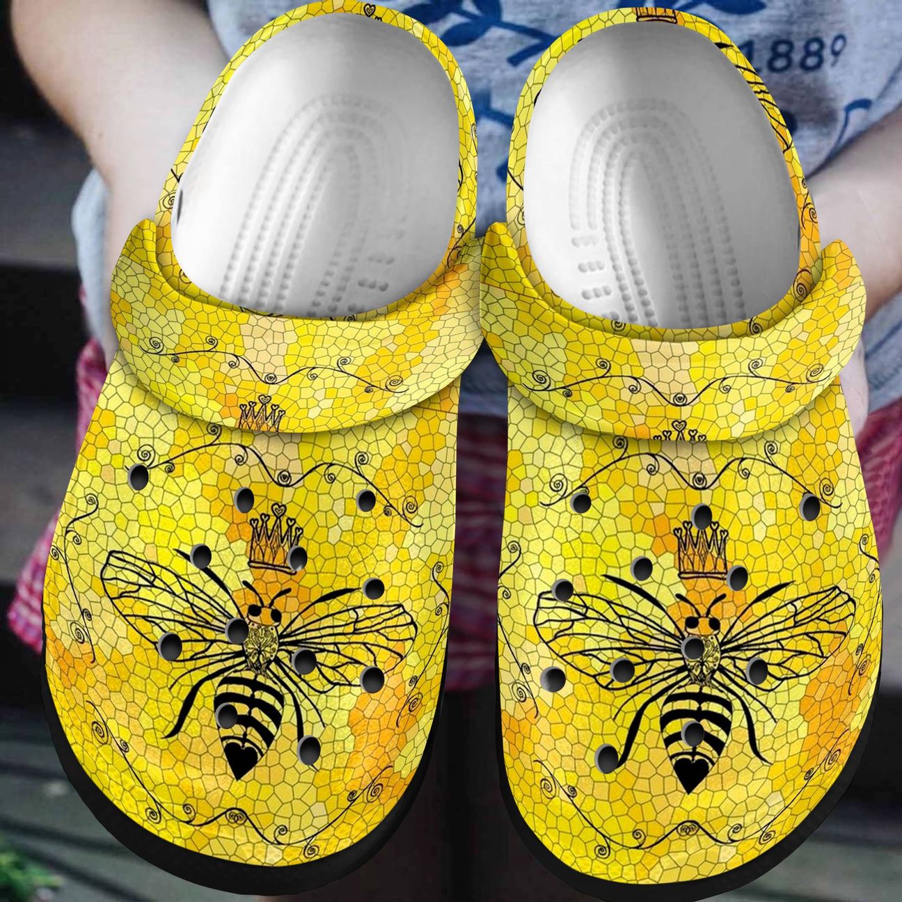 Bee Personalized Clog, Custom Name, Text, Color, Number Fashion Style For Women, Men, Kid, Print 3D Royal Kingdom