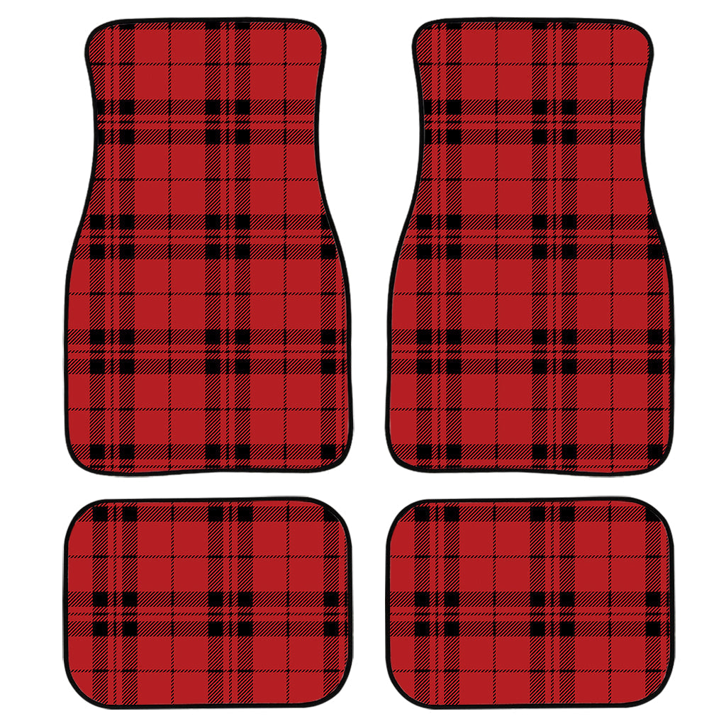 Red And Black Tartan Pattern Print Front And Back Car Floor Mats, Front Car Mat