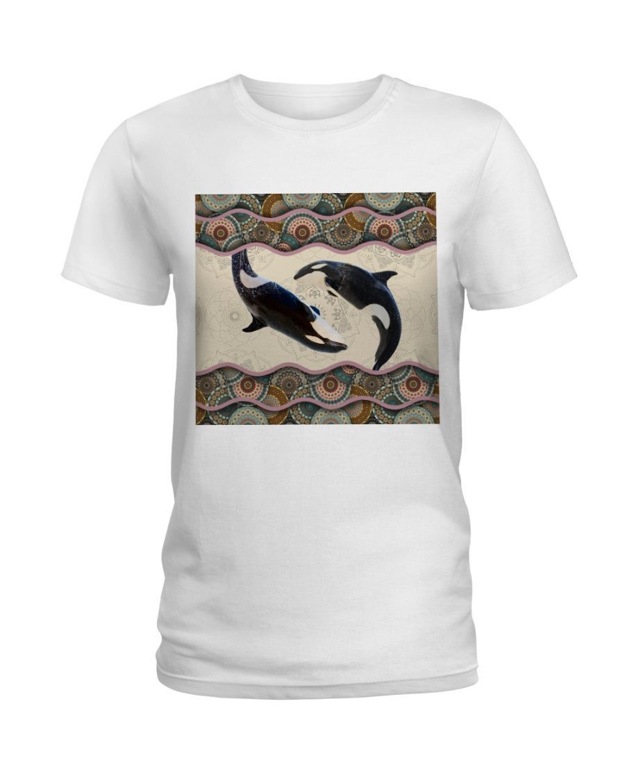 Killer Whale Boho Pattern White T-Shirt Hoodie All Color Size S-5Xl