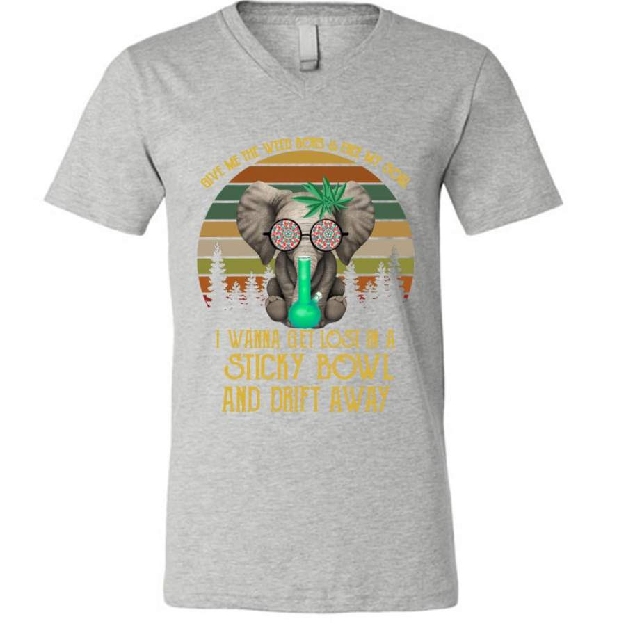 Give Me The Weed Boys And Free My Soul I Wanna Get Lost In A StickY Bowl And Drift Away, Elephant Vintage Classic A – Canvas Unisex V-Neck Shirt