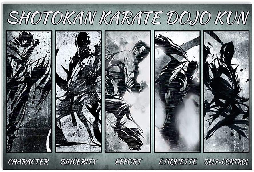 Vintage Shotokan Karate Dojo Kun Character Poster Art Print      Home Decor Gift For Men Women Family Friend On Birthday Xmas