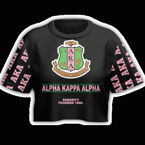 Alpha Kappa Alpha Sorority Inc Founded 1908 Black Crop Top T Shirt