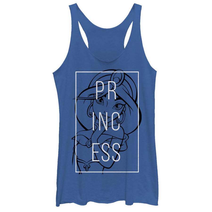 Aladdin Women’s Princess Jasmine  Racerback Tank Royal Blue Heather S