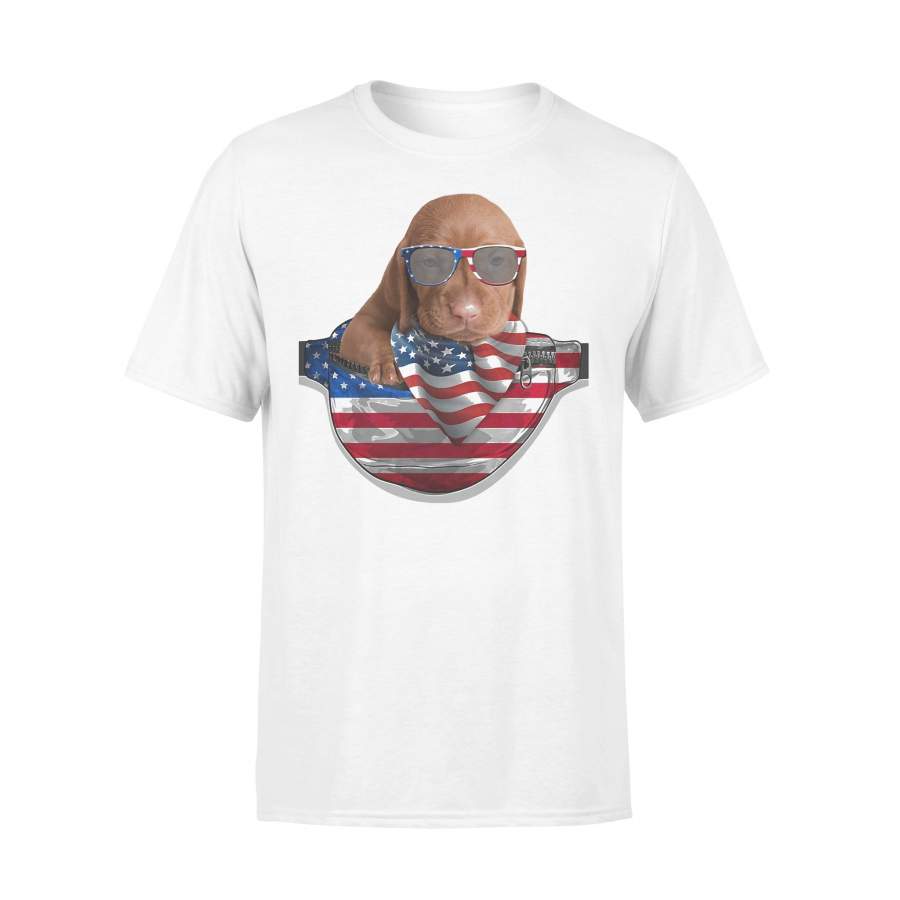 Vizsla Waist Pack American Flag Independence Day T-shirt