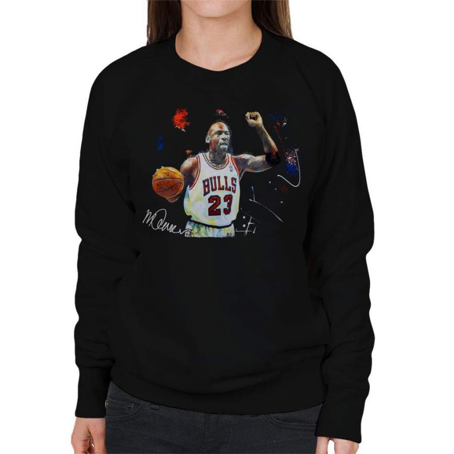 Sidney Maurer Original Portrait Of Michael Jordan Chicago Bulls Basketball Women’s Sweatshirt