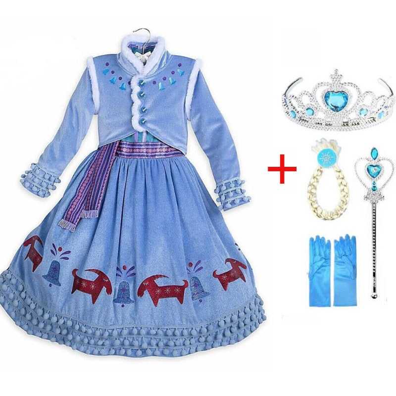 2022 Winter Frozen Dress For Girl’s Elsa Princess Party Dress For Kids Snow Queen Infant Costumes Party Vestidos Halloween alx