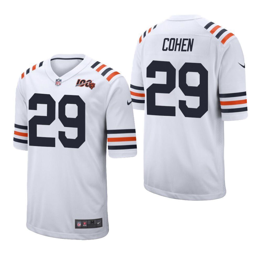 Mens Chicago Bears 29 Tarik Cohen 100Th Season Classic Throwback Jersey White