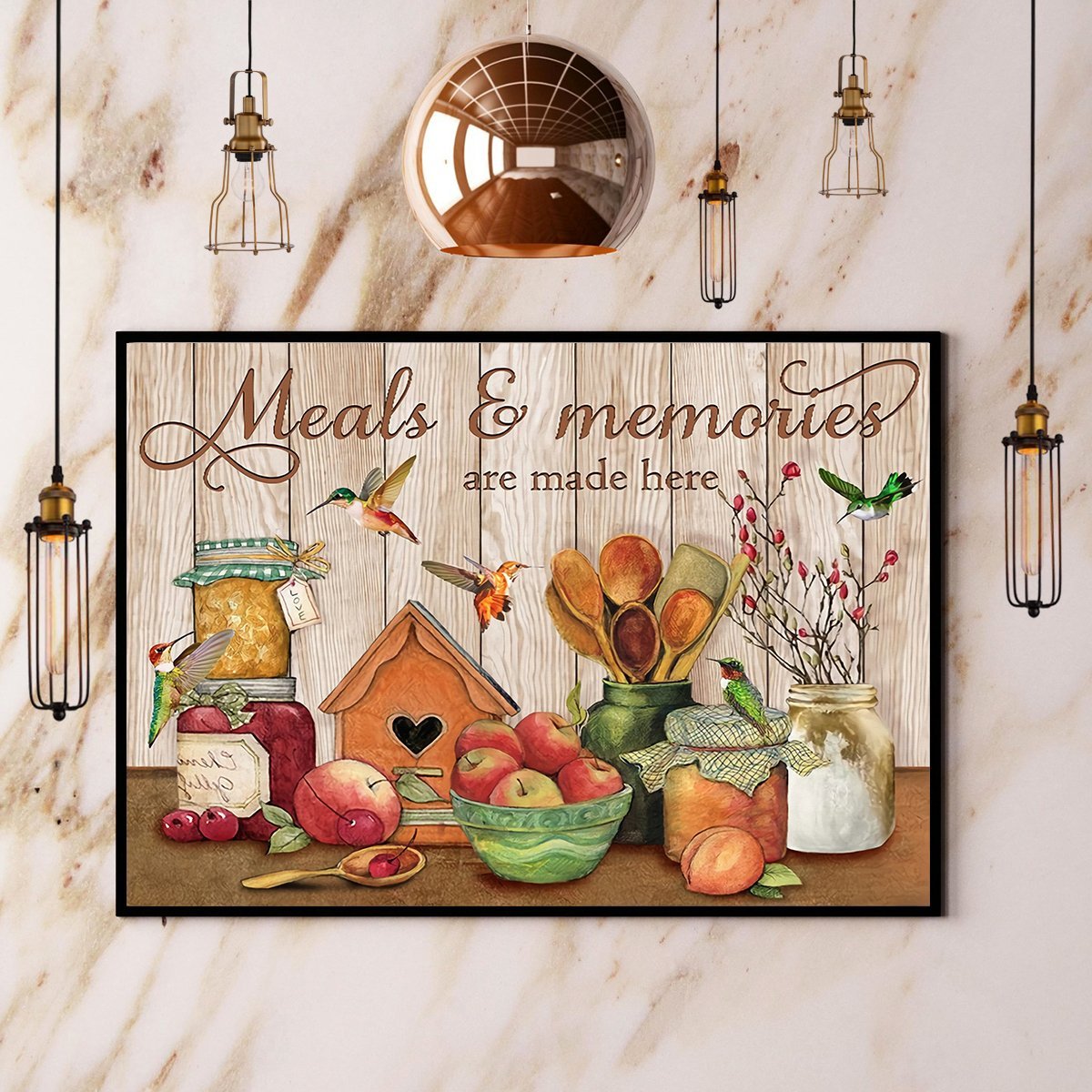 Hummingbird Meals & Memories Are Made Here Paper Poster No Frame  Matte Canvas Wall Decor