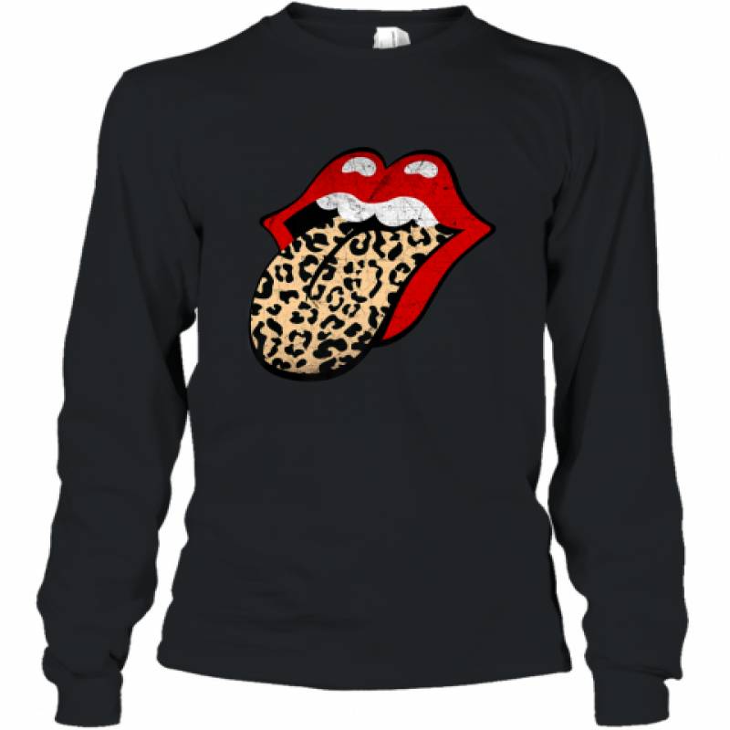 Red Lips, Leopard Tongue, iconic band Long Sleeve T-Shirt