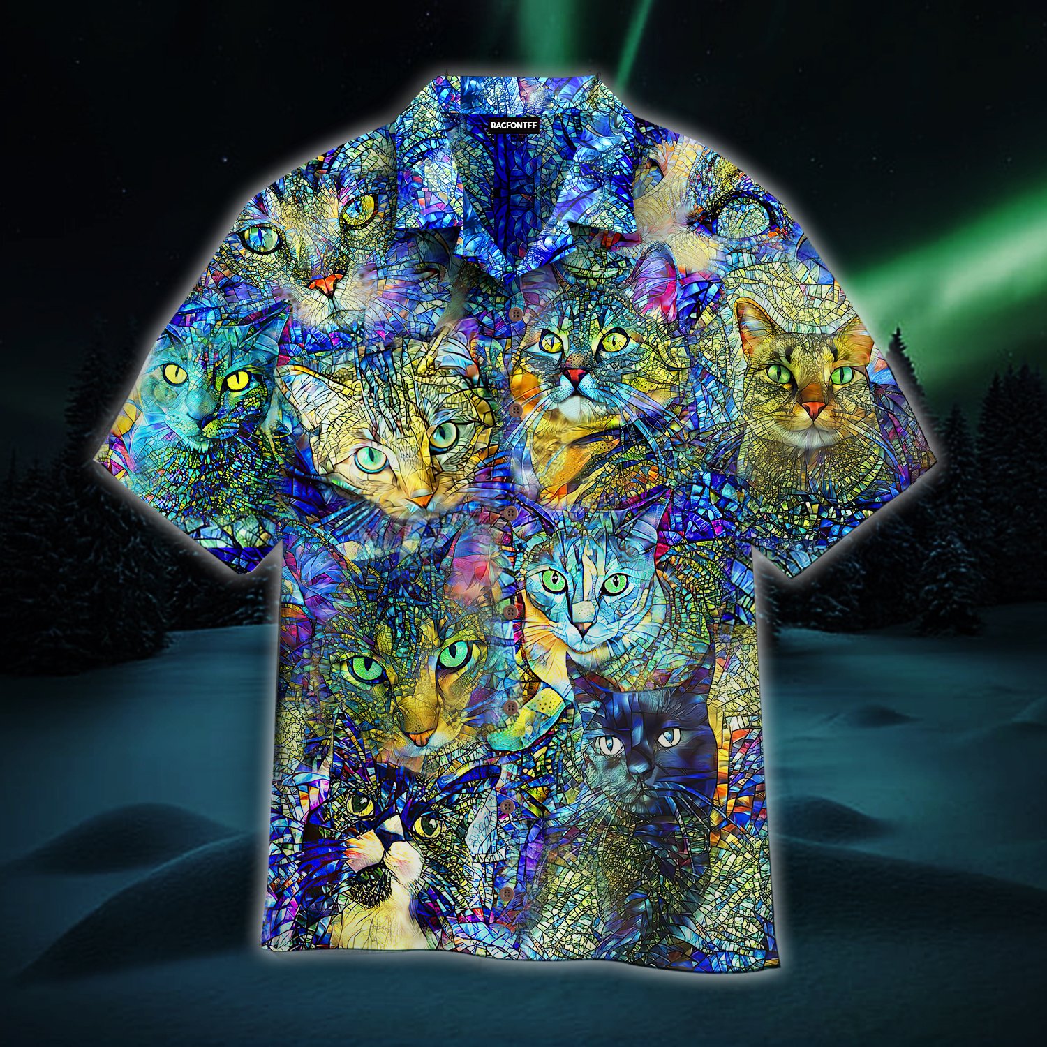 Crazy Colorful Cat Stained Glass Hawaii Shirt For Men Women Adult Ha71820