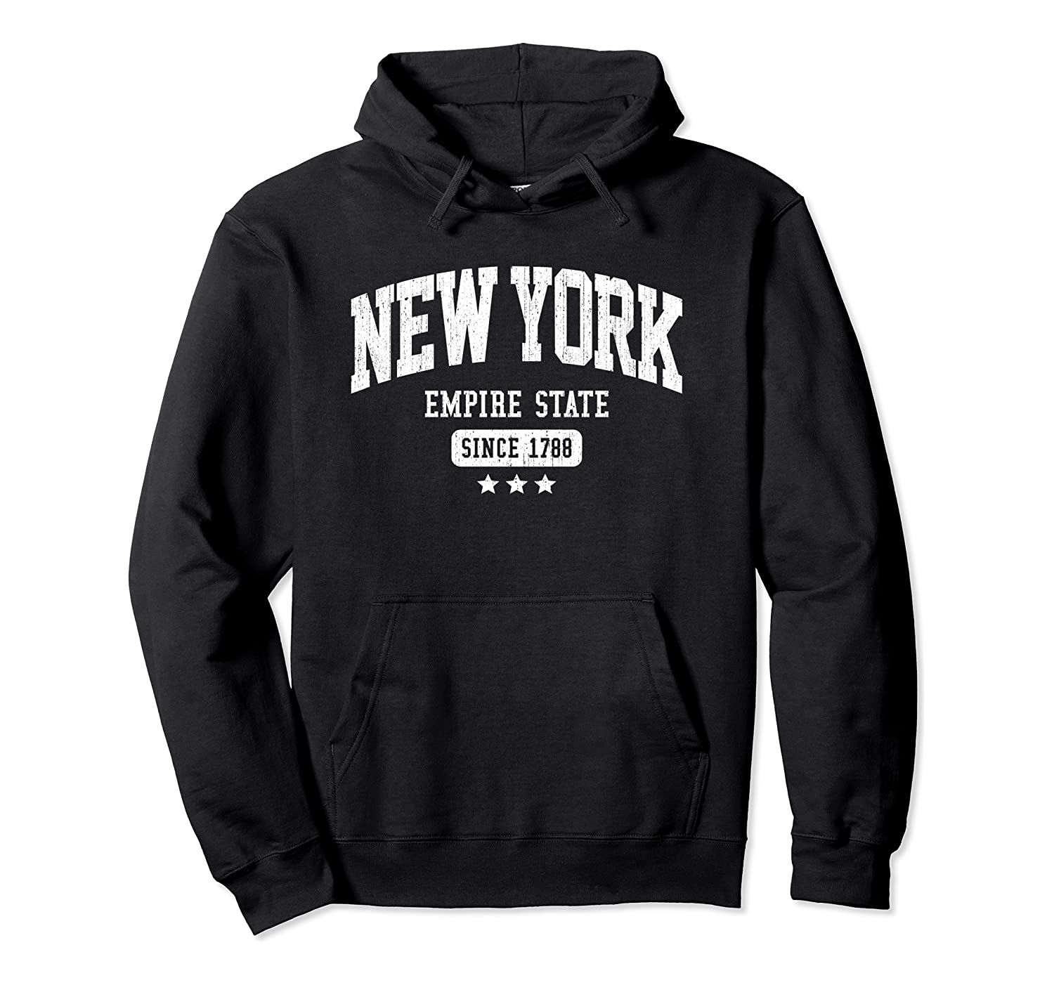 Vintage New York Hoodie Empire State Nyc Weathered (Dark), T-Shirt, Sweatshirt