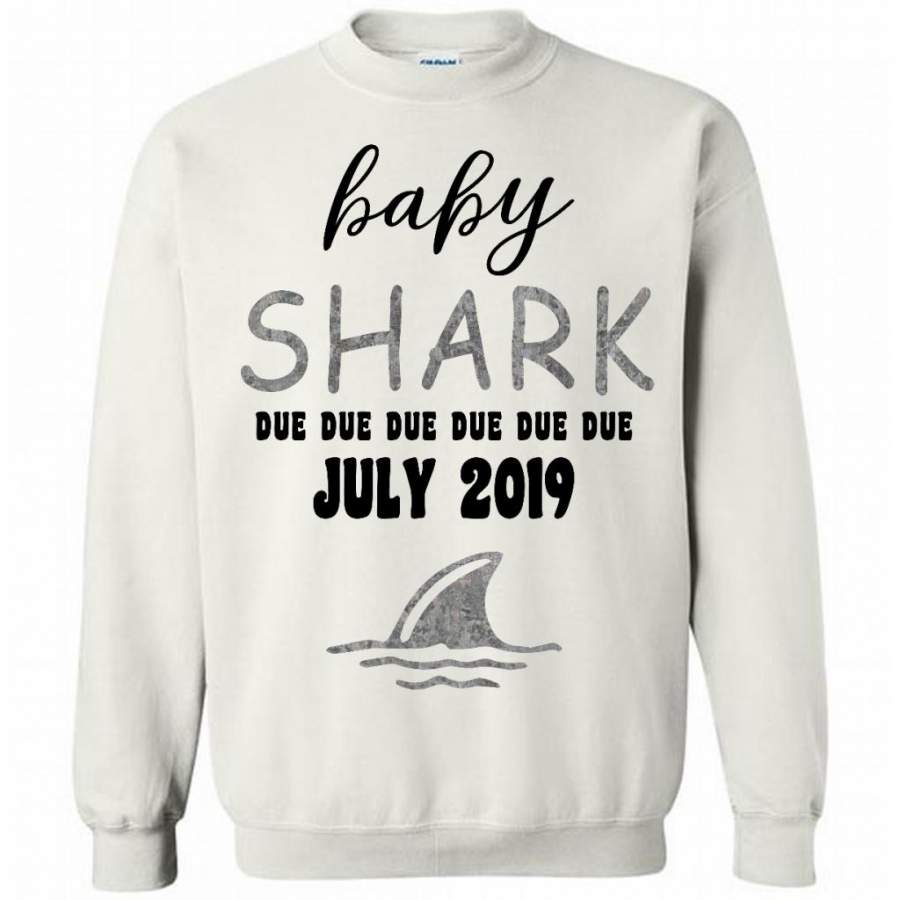 Baby Shark Due Due Due Due July 2019, Birthday Gift – Gildan Crewneck Sweatshirt