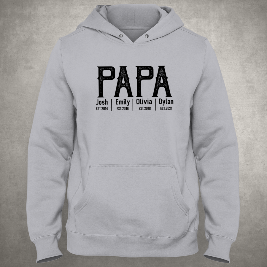 Custom Grandpa Shirt With Grandkids Names Est Hoodie