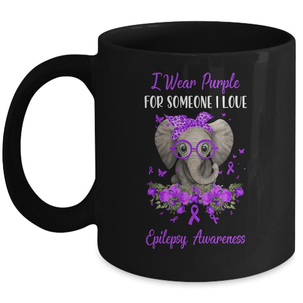 I Wear Purple For Epilepsy Awareness Ribbon Elephant Mug