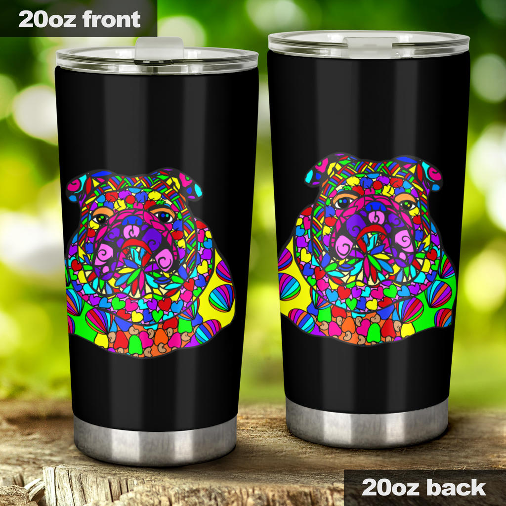 Bulldog Design Double-Walled Vacuum Insulated Tumblers – Art By Cindy Sang – Jillnjacks Exclusive