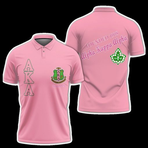 Alpha Kappa Alpha Founded 1908 Light Pink Polo Shirt