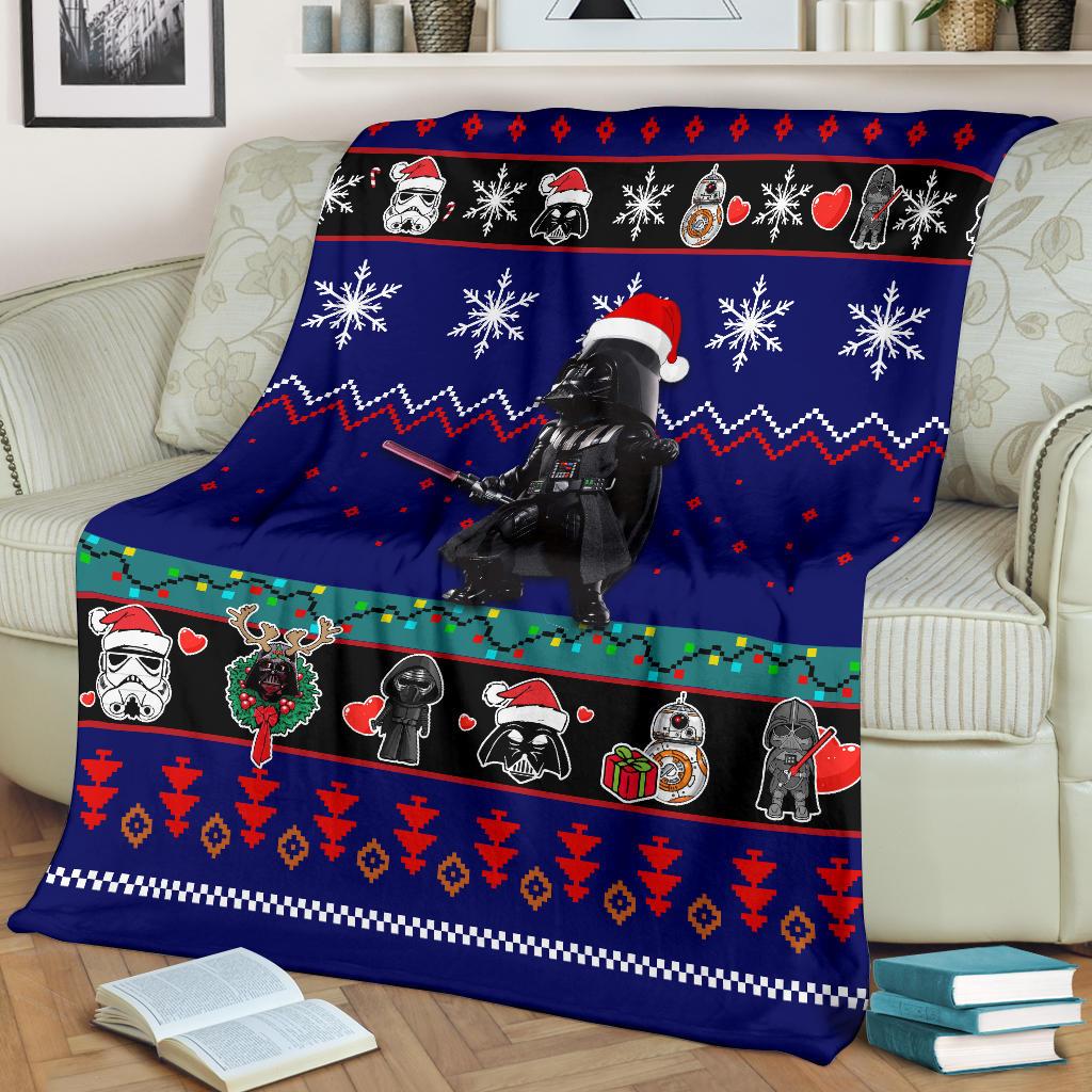 Sw Blanket Darth Vader With Christmas Hat Blue Blanket – Taxas Trend Shop