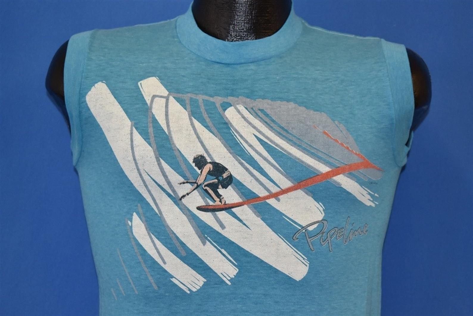 80S Surf Pipeline Abstract Sleeveless Tourist T-Shirt Extra