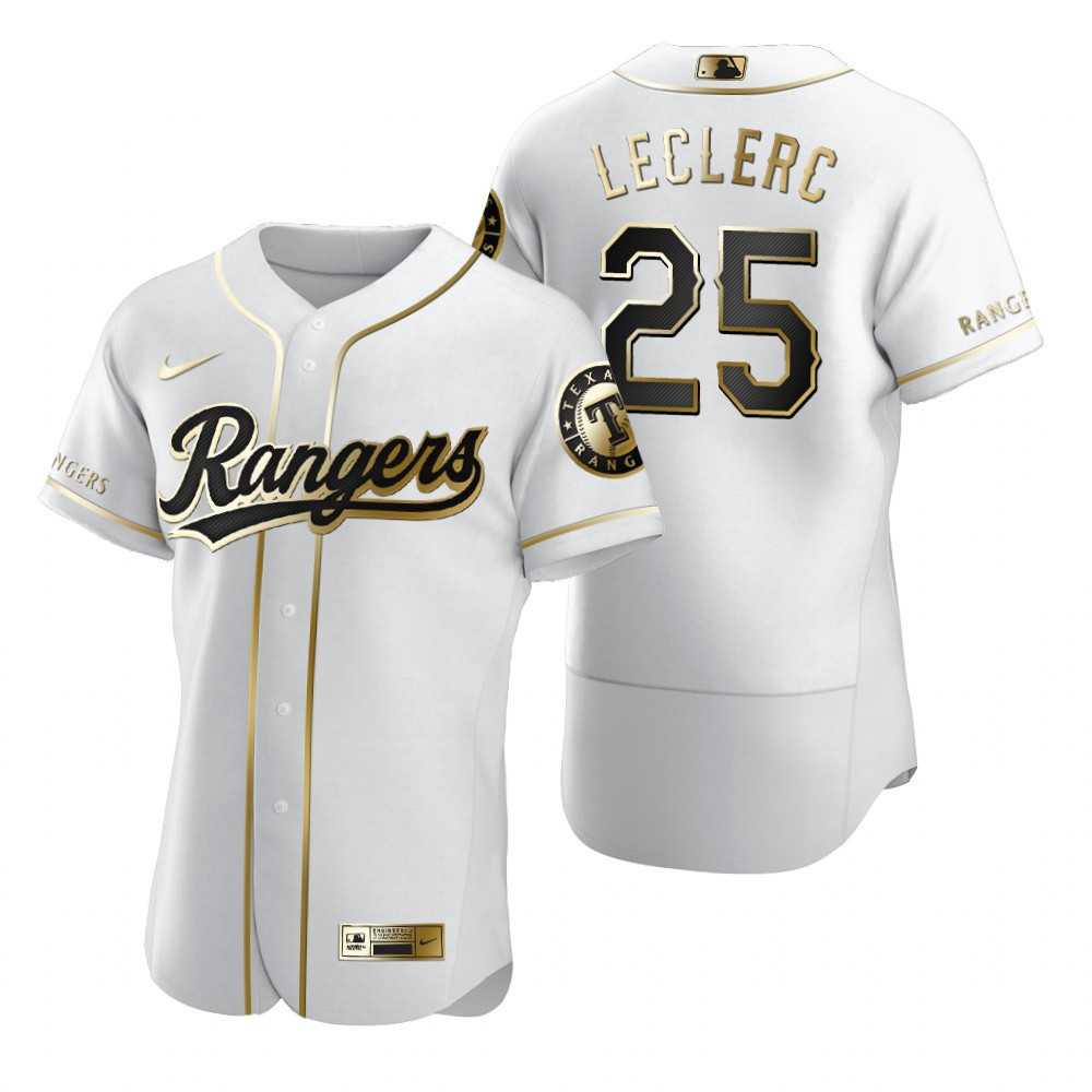 Texas Rangers #25 Jose Leclerc MLB Golden Brandedition White Jersey Gift For Rangers Fans