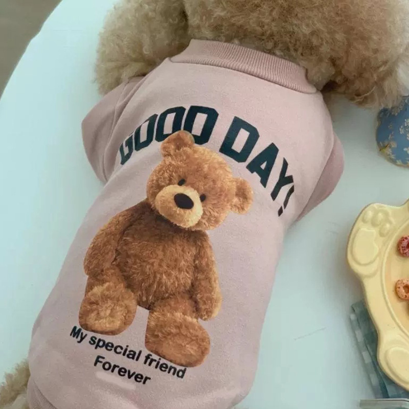 2022 Pet Clothes Animal T-Shirt Pet Clothing Cat Vest Bow Cartoon Bear Sweater Warm Cute Cotton Fashion Pet Clothing Sport Shirt alx