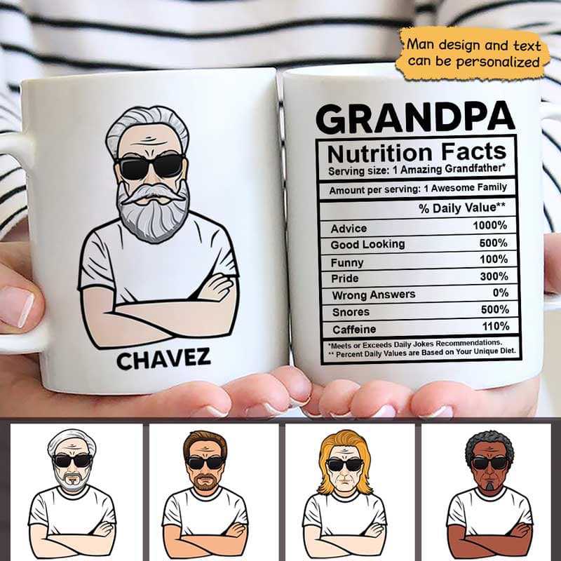 Grandpa Nutrition Facts Personalized Mug