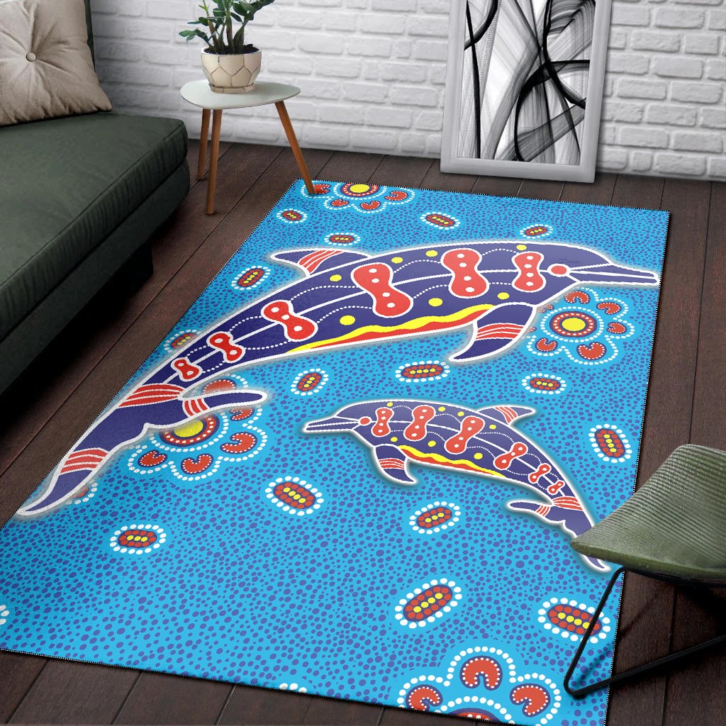 Aboriginal Area Rug – Dreamtime Dolphin Aboriginal Style