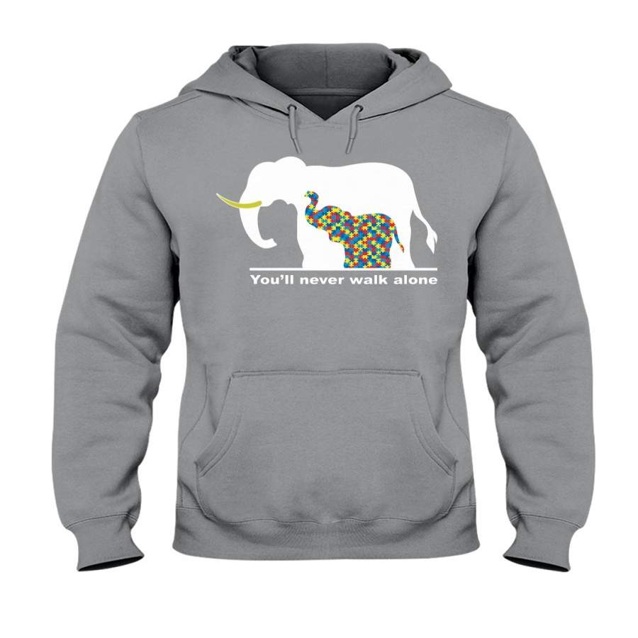 Autism Awareness- You’ll Never Walk Alone For Elephant Lovers Hoodie