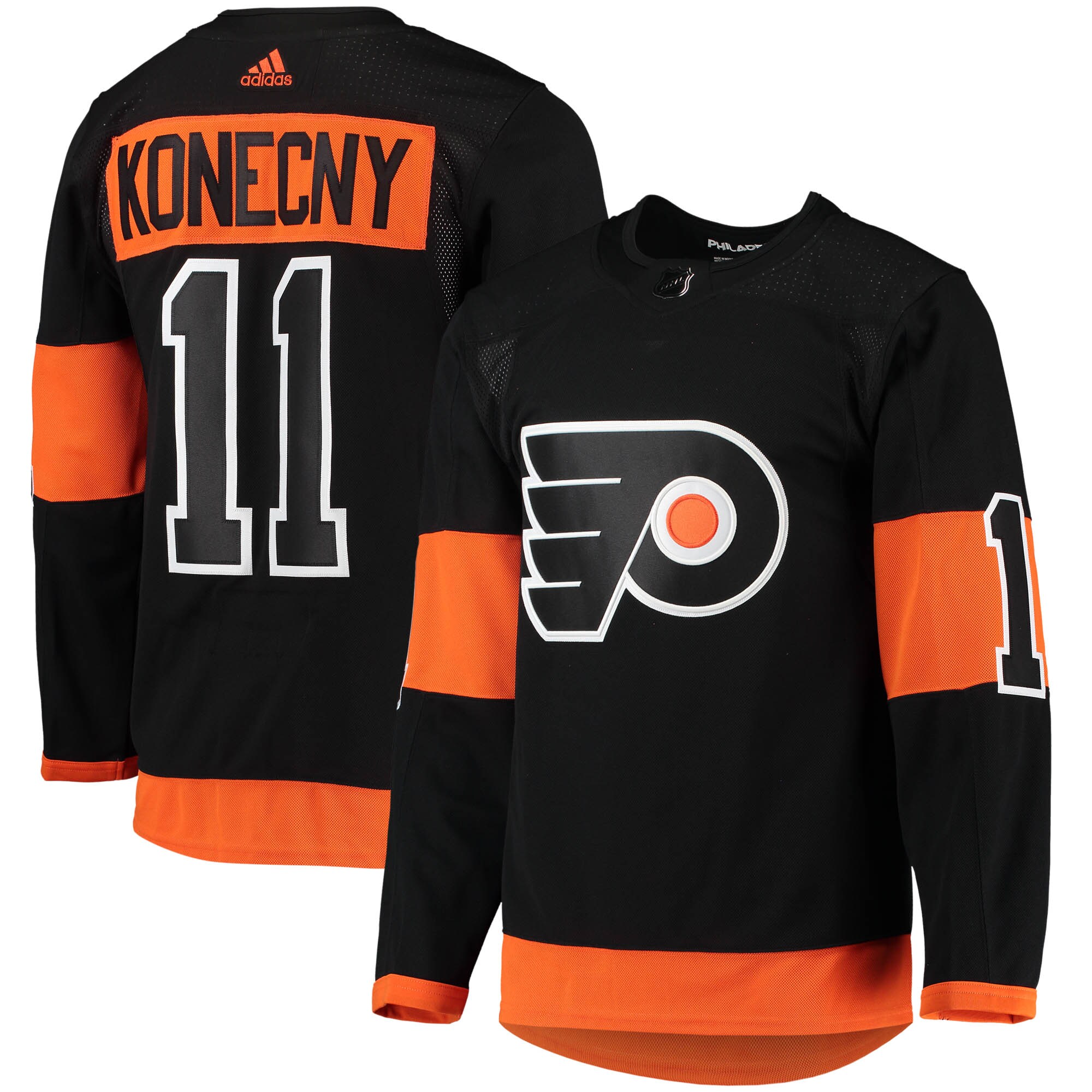 Men's Philadelphia Flyers Travis Konecny adidas Black Alternate Primegreen Authentic Pro Player Jersey