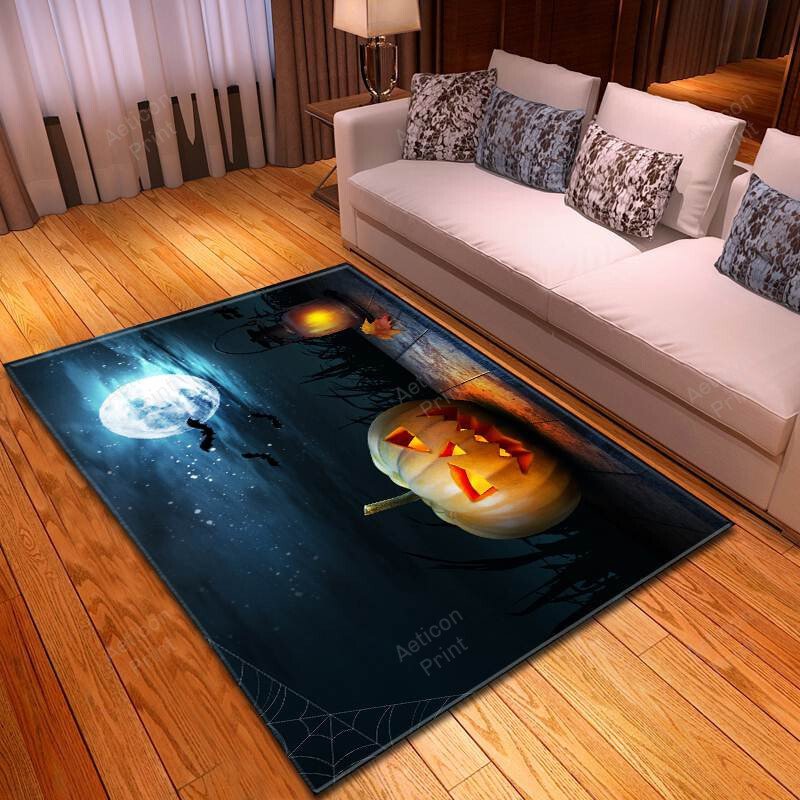 Halloween Creepy Pumpkin In Scary Night Carpet Living Room Area Rug Carpet Vintage Home Decor Gift Ideas