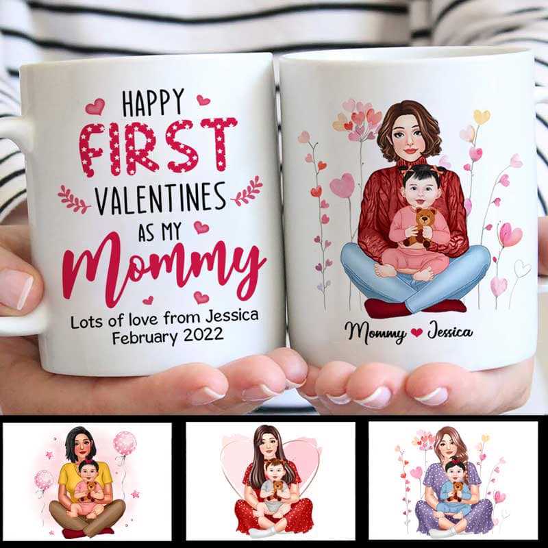 Happy First Valentine‘S Day As Mommy Personalized Mug