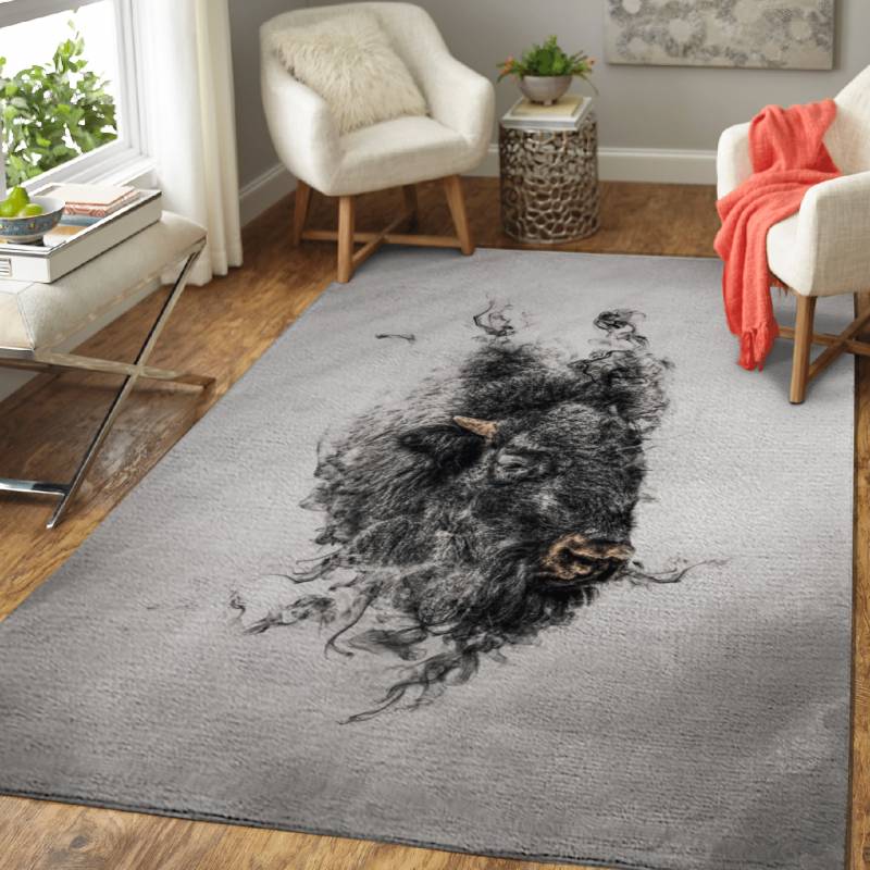 Smokey Bison – Animals Area Rug Carpet