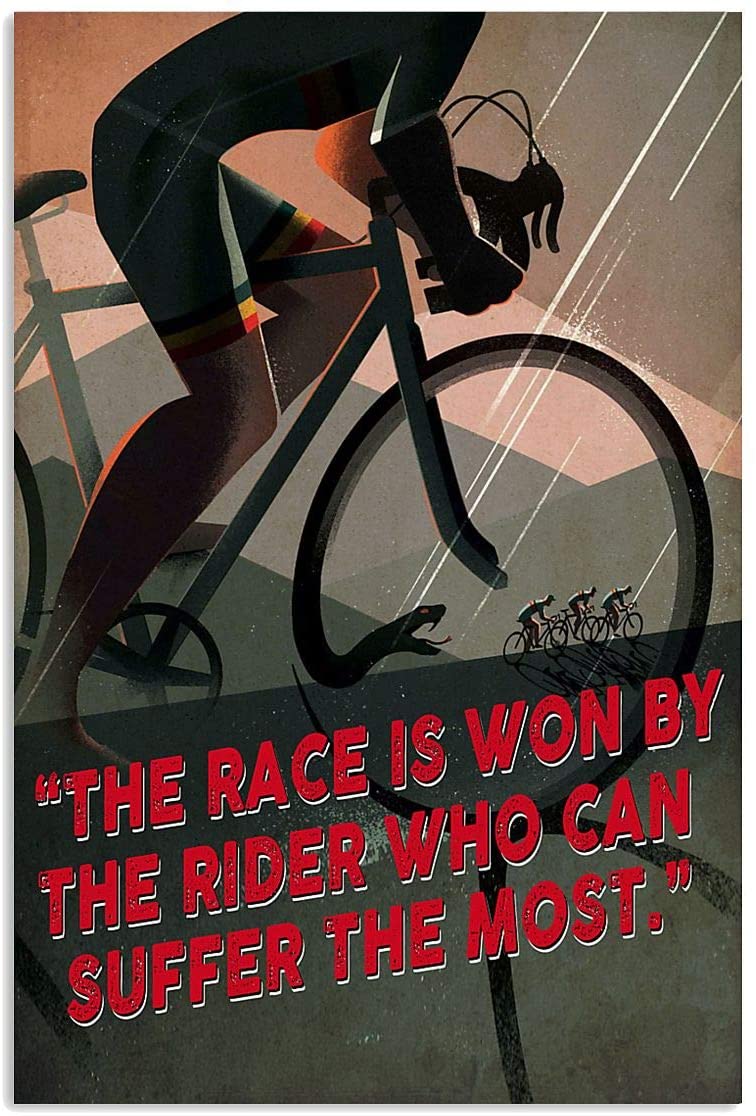 Vintage Cycling The Race The Rider Suffer The Most Poster Art Print      Home Decor Gift For Men Women Family Frd On Birthday Xmas