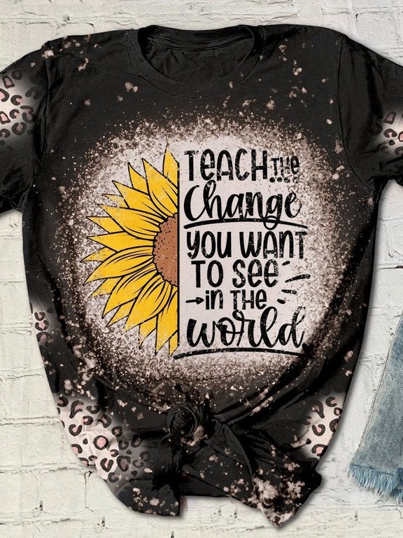 Teach The Change You Want To See In The World 3D Tshirt – Teacher Life Leopard Hoodie Long-Sleeve Gift For Women Girls