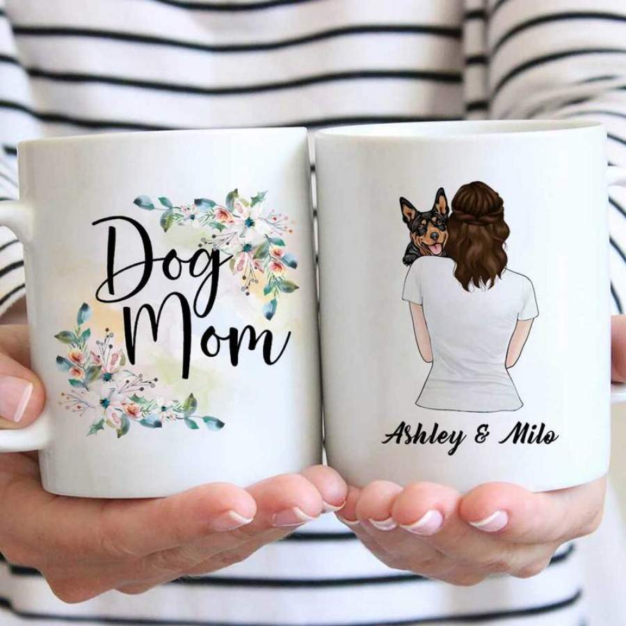 Dog Mom Peeking Dog Personalized Mug