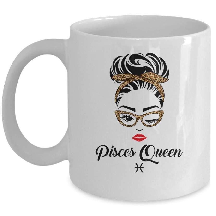 Pisces Queen Woman Leopard Lips Eyes Lady Birthday Gifts Mug