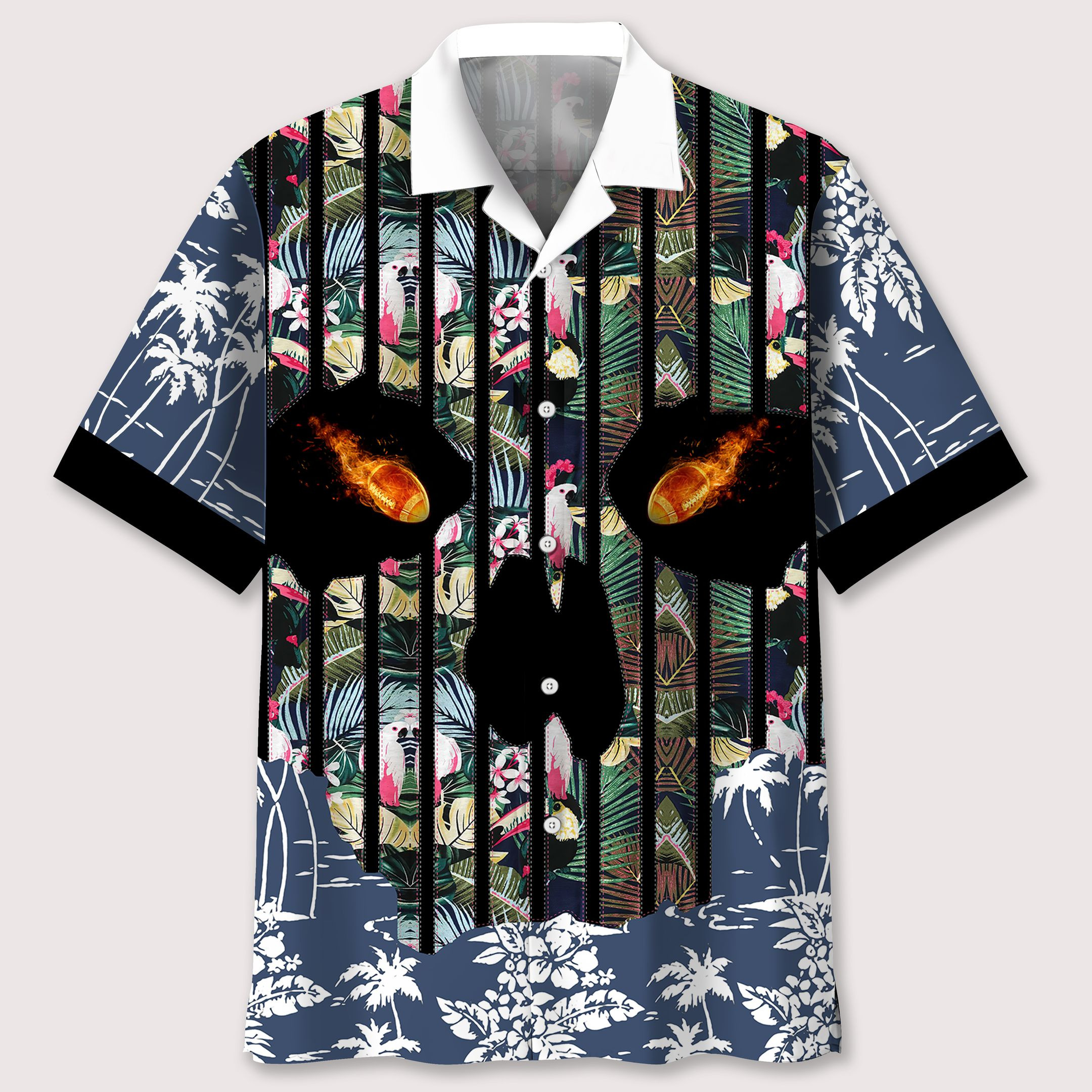 Rugby Flower Skull Hawaiian Shirt Ha97243