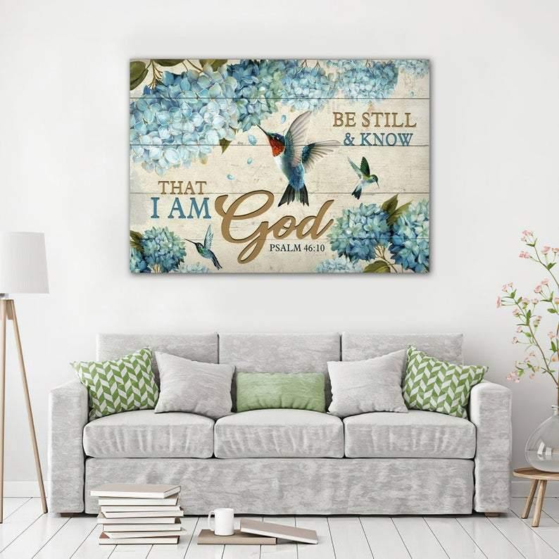 Hummingbird Be Still And Know That I Am God Poster, Psalm 46 10 Bible Verse Wall Art, Christian Gifts, Christian Wall Art