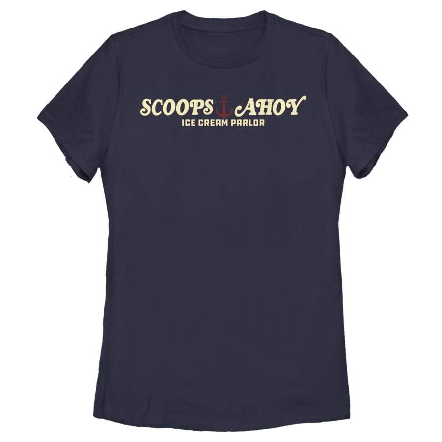 Stranger Things Women’s Scoops Ahoy Nautical Logo  T Shirt