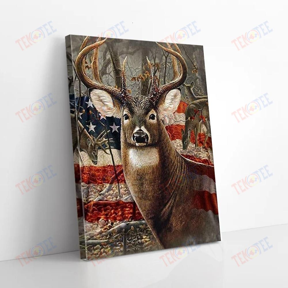 Canvas Wall Art Whitetail Deer American Flag Hungting Canvas Stunning� Living Room Bedroom Bathroom Home Decoration