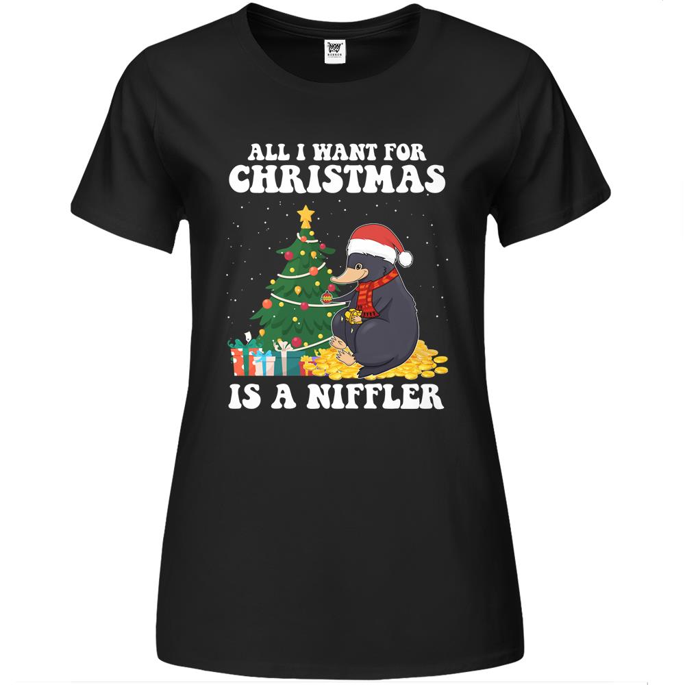 All I Want For Christmas Is A Niffler Cute Pajamas Merry Christmas Premium Womens T Shirts