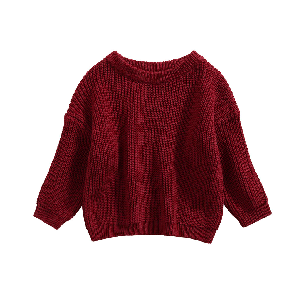 Toddler Baby Boys Girls Round Neck Sweaters Autumn Winter Warm Long Sleeve Candy Color Knit Pullovers Soft Sweaters Tops Clothes alx